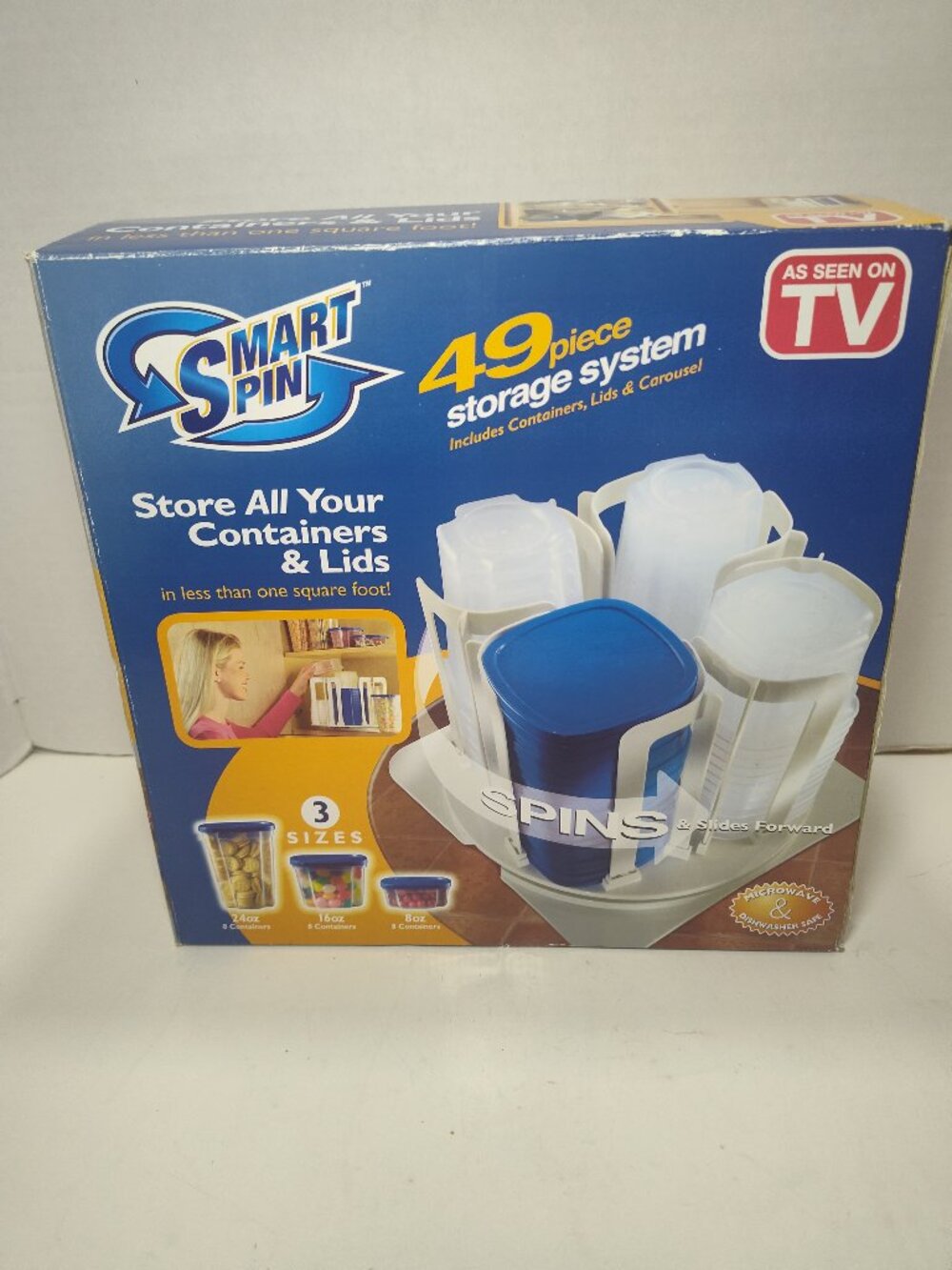 Smart Spin Storage Containers & Lids 24 Pc Set 8oz 16oz 24oz Unused NO CAROUSEL